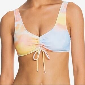 Roxy Bikini Top Size Large NWT Rainbow Cloud Bralette Tie Dye Beach Surf Swim